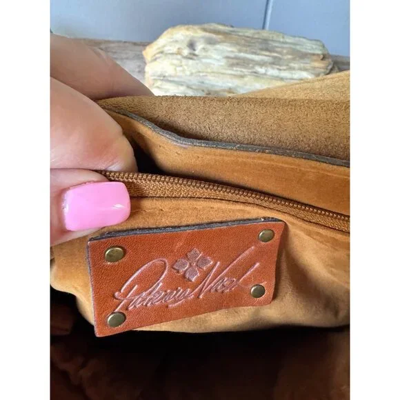 Patricia Nash Tooled Leather Saddle Bag Crossbody Whipstitch Braided Strap Brown - Picture 5 of 8